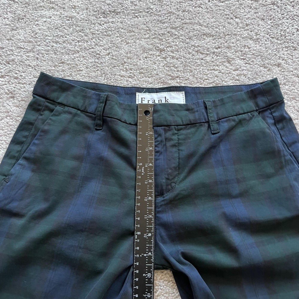 Frank & Eileen Wicklow Chino Plaid Pants Womens 8 Green Stretch Made In USA - Picture 12 of 16